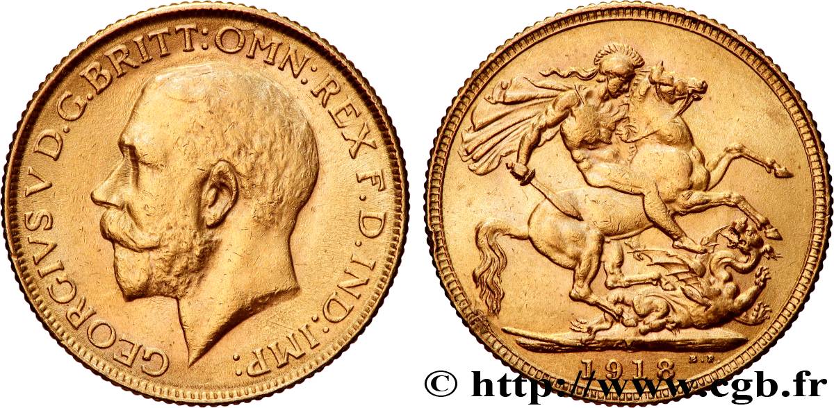 OR, PALLADIUM ET PLATINE INVESTISSEMENT 1 Souverain Georges V 1918 Bombay TTB+ 
