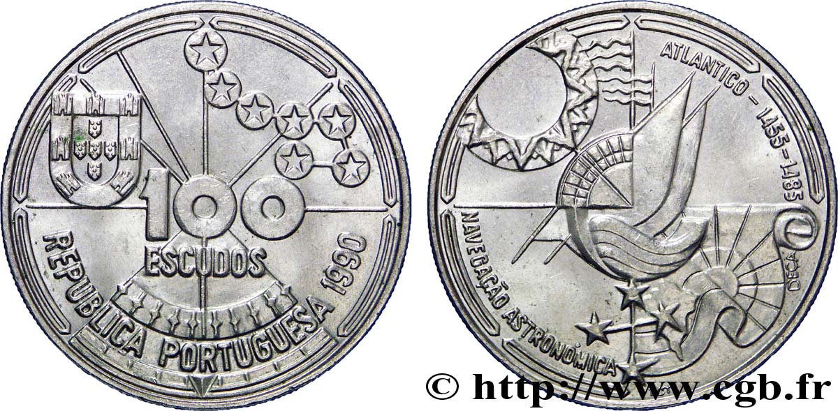 PORTUGAL 100 Escudos Navigation astronomique 1990 Lisbonne fST 