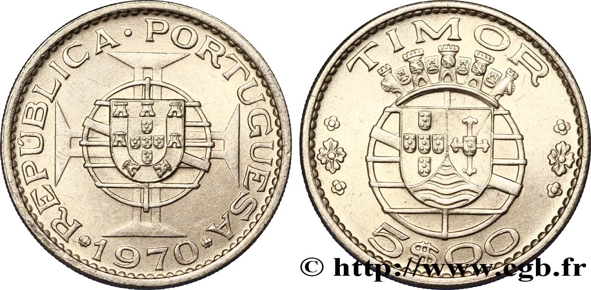 TIMOR 5 Escudos Colonie Portugaise 1970  SC 