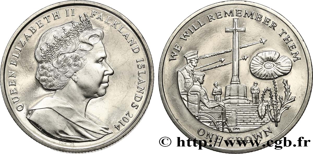 ISLAS MALVINAS 1 Crown Proof Centenaire de la Première Guerre Mondiale : Croix du Sacrifice 2014  SC 