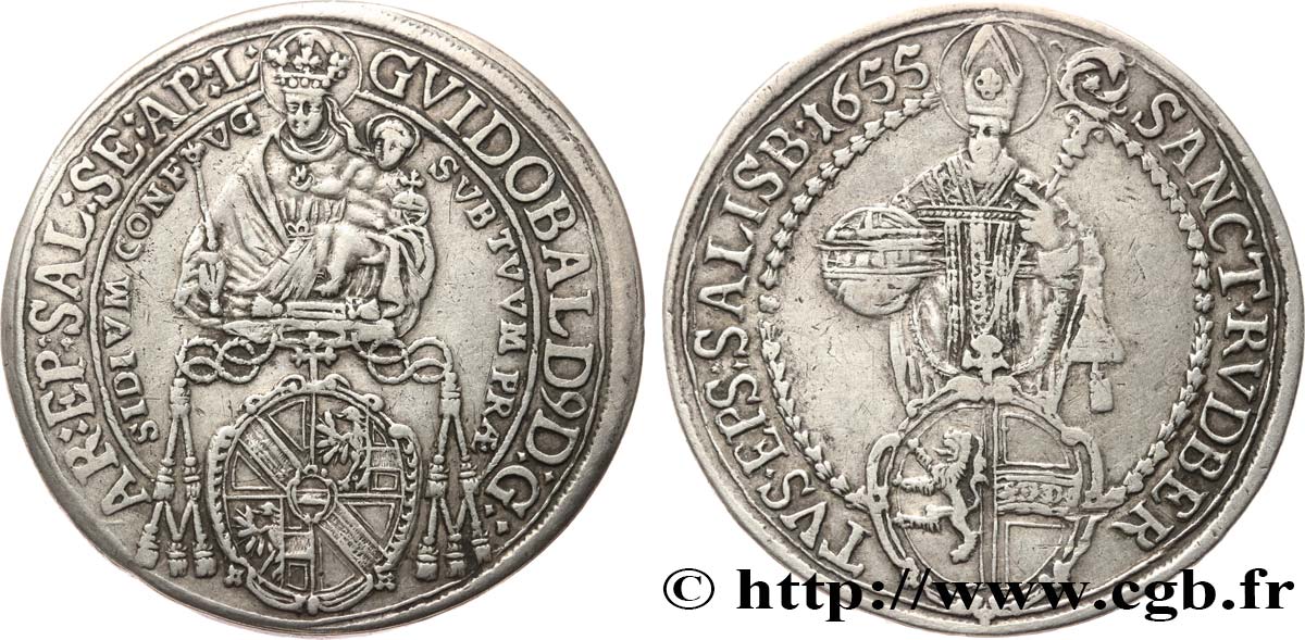 AUSTRIA - ARCHBISCHOP OF SALZBURG - GUIDOBALD VON THUN Thaler 1655 Salzbourg BB 