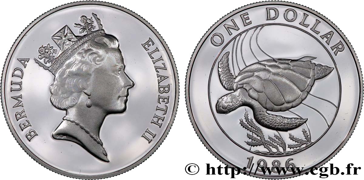 BERMUDES 1 Dollar Proof Tortue 1986  FDC 