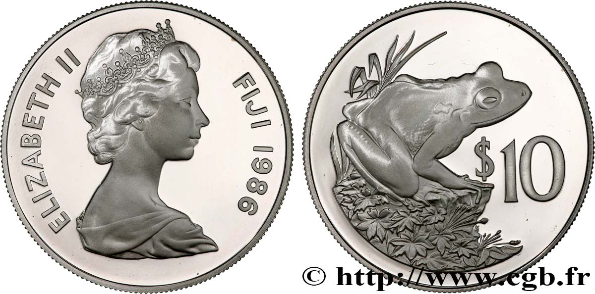 FIDSCHIINSELN 10 Dollars proof Grenouille des Fidji 1986  ST 