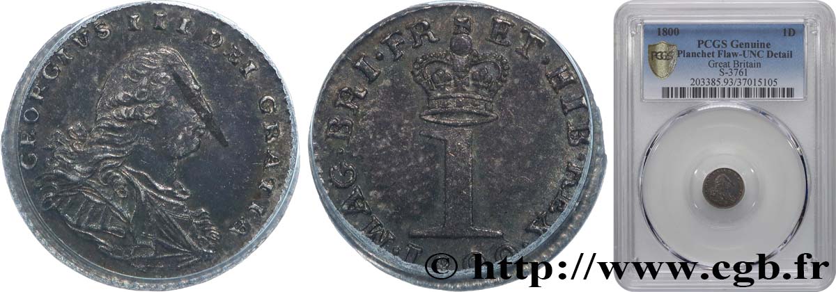 GRAN BRETAÑA - JORGE III 1 Penny  1800  SC PCGS