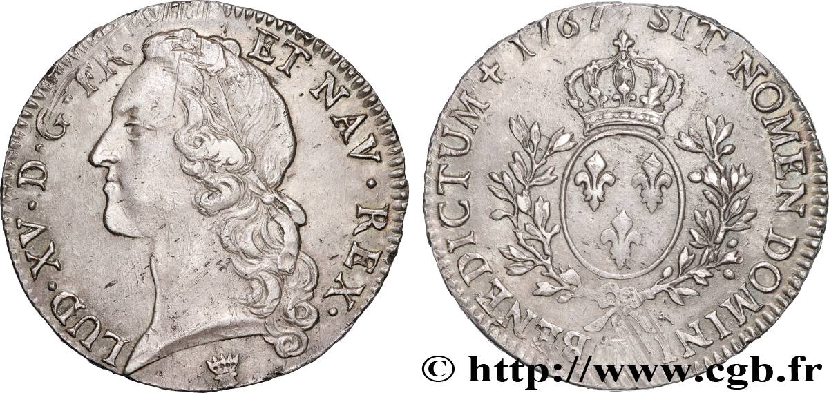 LOUIS XV  THE WELL-BELOVED  Écu aux branches d’olivier, tête ceinte d’un bandeau 1767 Limoges AU