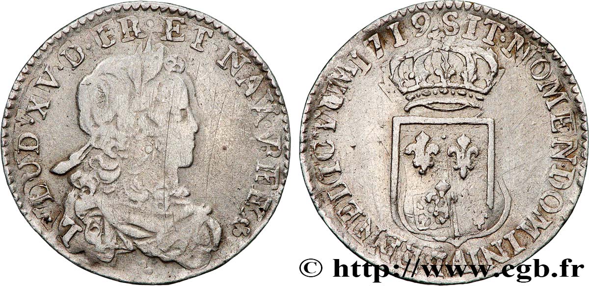LOUIS XV  THE WELL-BELOVED  Sixième d écu de France n.d. Paris fSS/SS