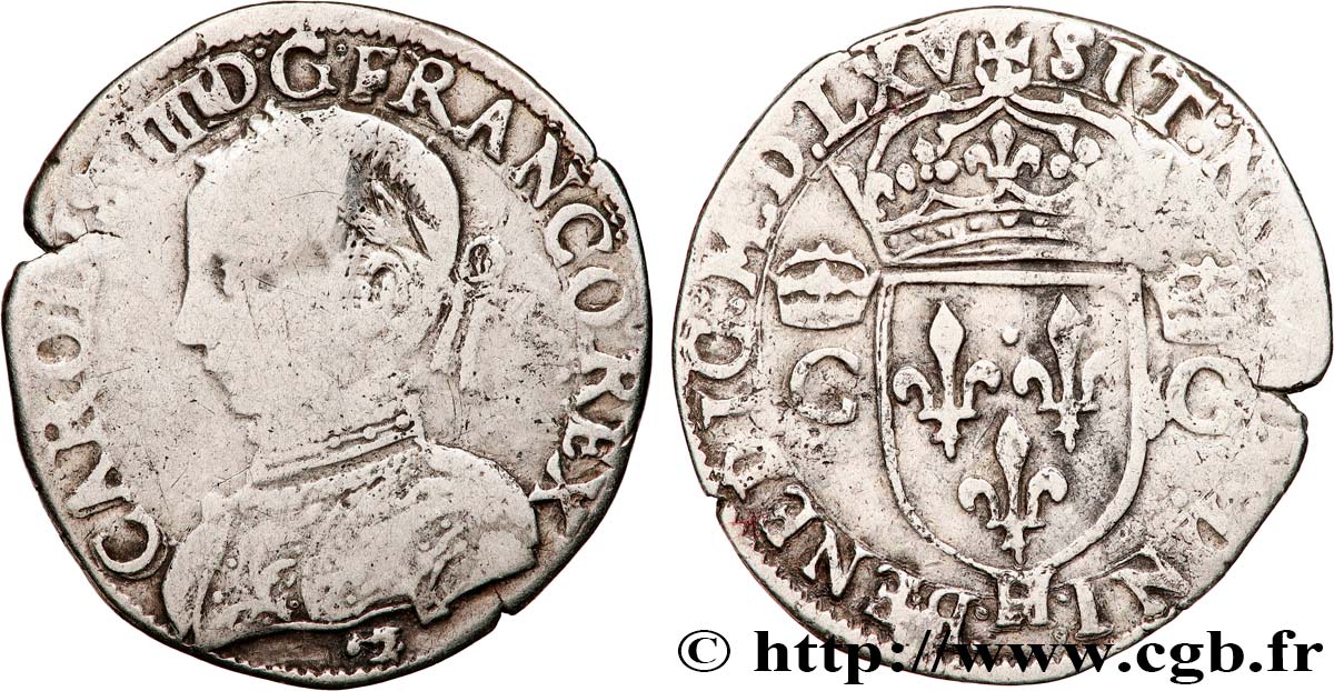 CHARLES IX Demi-teston, 2e type 1565 (MDLXV) La Rochelle q.BB