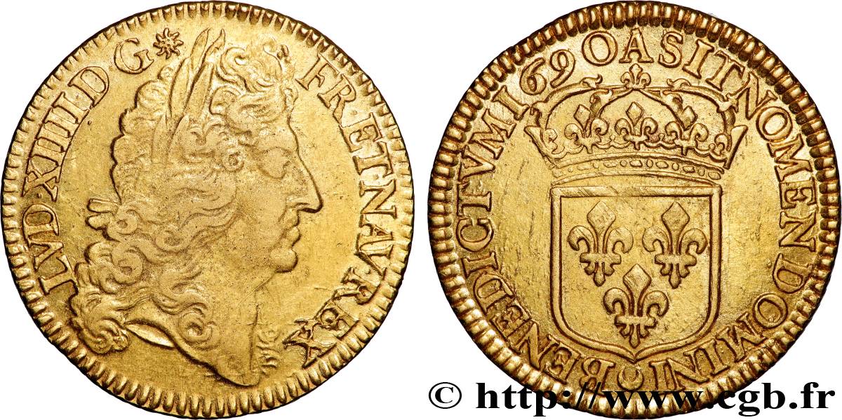 LOUIS XIV LE GRAND OU LE ROI SOLEIL Double louis d or à l écu 1690 Paris