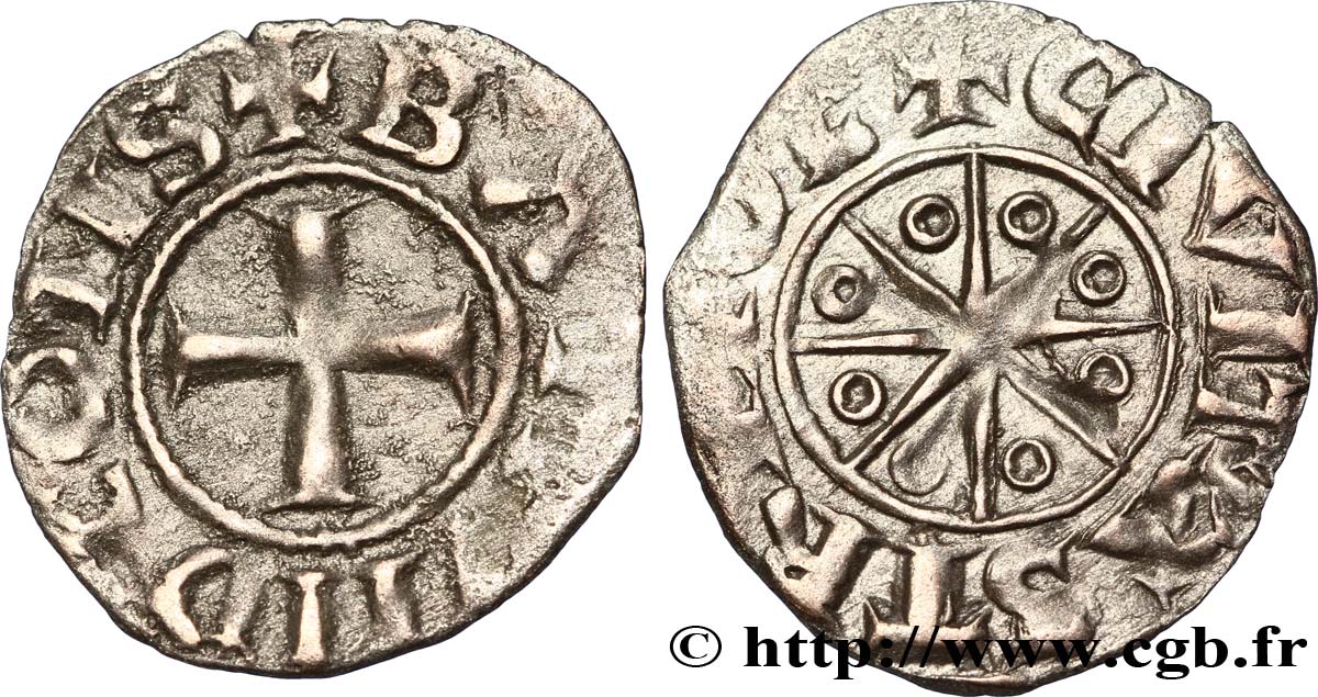 ÉTATS LATINS D ORIENT - COMTÉ DE TRIPOLI - BOHÉMOND V Denier à l étoile n.d. Tripoli SS/VZ