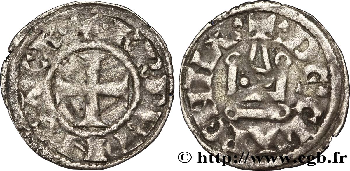 CROISADES - PRINCIPAUTÉ D ACHAÏE - CHARLES II D ANJOU Denier n.d. Glarentsa VF